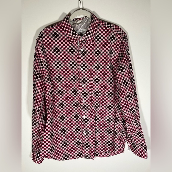Mr. Turk Palm Springs California pink white maroon button down retro shirt XL - Picture 1 of 10